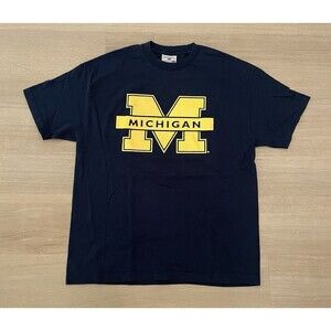 VTG Michigan Wolverines Crewneck Y2K T Shirt Big UofM Maize Blue Cotton XL